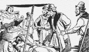 Wool merchants trading, 1500s